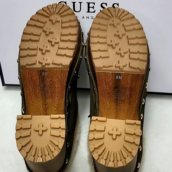 Guess Damery Medium Green  Studded Platform Heels sz 9 - Picture 11 of 12